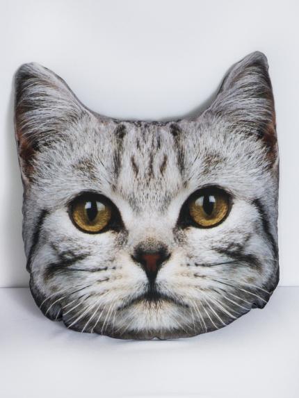 подушка рельефная с фотопечатью Серый кот